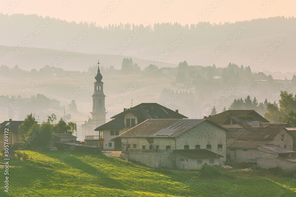 Panoramic view to the town of Asiago in Veneto region, Italy