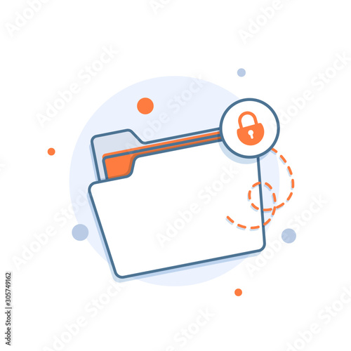 Flat file folder security technology icon vector image design illustration