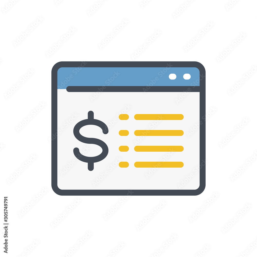 Website with online payment color line icon. Online wallet vector outline colorful sign. Website with online payment color line icon. Online wallet vector outline colorful sign.