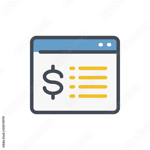 Website with online payment color line icon. Online wallet vector outline colorful sign.