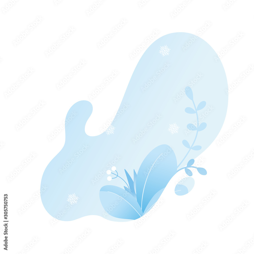 Abstract winter background. Vector art outdoor design. Christmas card winter landscape with snowflakes, plant and flowers on isolated gradient background. Illustration for cards, banners, invitations Abstract winter background. Vector art outdoor design. Christmas card winter landscape with snowflakes, plant and flowers on isolated gradient background. Illustration for cards, banners, invitations