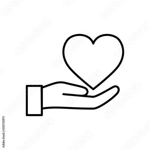 hand with heart love line style icon