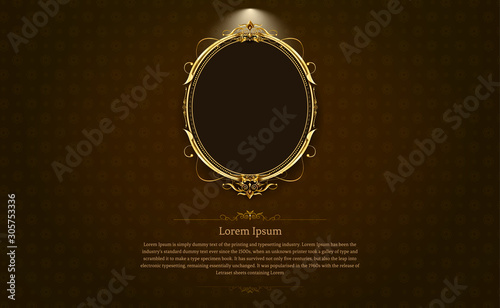 gold frame border circle picture gold thai art