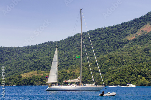 Sailing Boat in Angra dos Reis bay area during the summer time