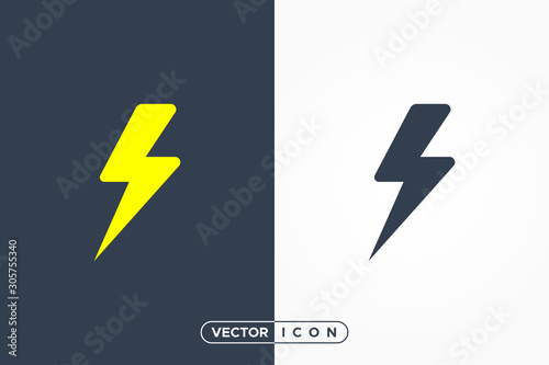 Rounded Flash Icon. Thunderbolt Lightning Power Energy Electricity symbol. Flat Vector Design