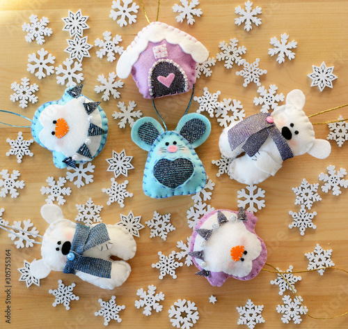 Handmade Сhristmas felt decorations set toys