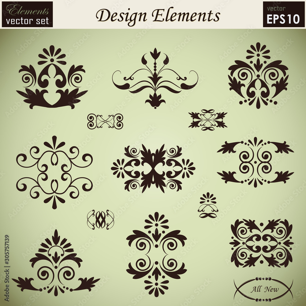 Vector set: calligraphic design elements and page decoration, Useful elements for your layout design. Easy to Edit.