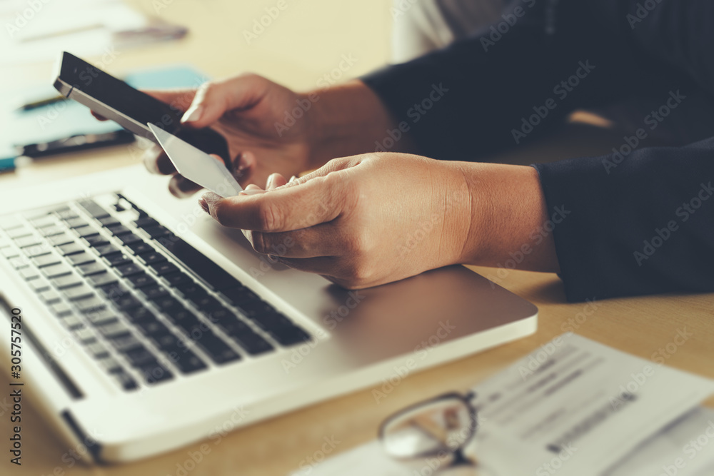 Shopping and online payment by using notebook. Shopping and online payment by using notebook.