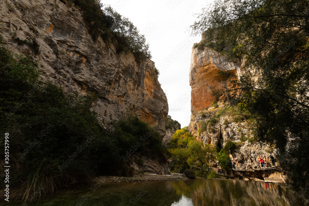 Vero river canyon in Alquezar, Aragon, Spain.