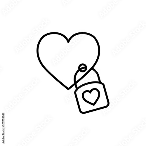 heart love with label line style icon