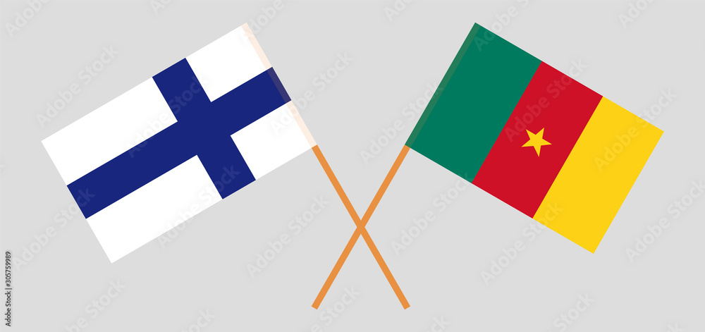 Crossed flags of Cameroon and Finland