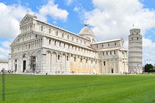 Square of Miracles with cathedral and tower of Pisa