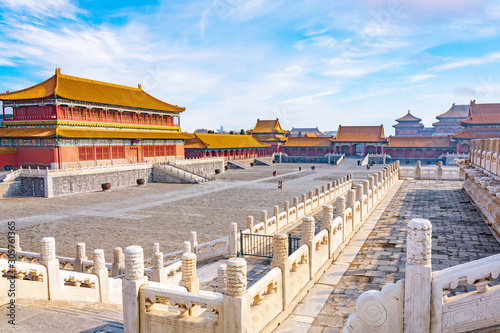 Imperial Palace in the Forbidden City in Beijing in the evening, China