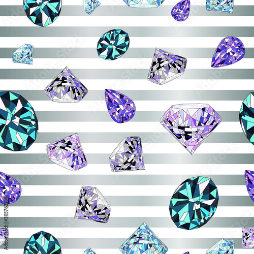 Set of colorful diamonds Seamless Vector Pattern