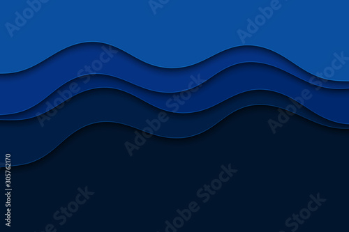 Abstract background with curve lines and waves. Paper cut water wallpaper.