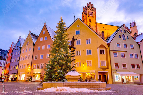 Fussen old town in Bavaria at christmas night, Germany