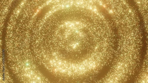 golden background loop, festive twinkling gold glitter, sparkly waves of glitter move from the center, 4k photo