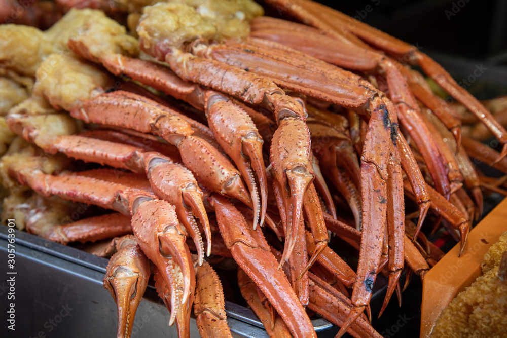 Delicious cooked healthy crabs on an Asian food market Delicious cooked healthy crabs on an Asian food market