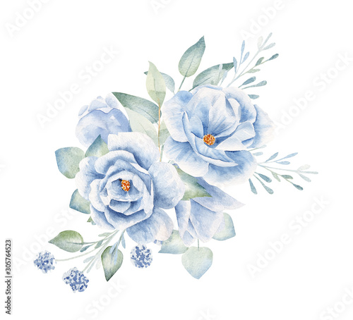 Decorative flax branch with leaves hand drawn illustration
