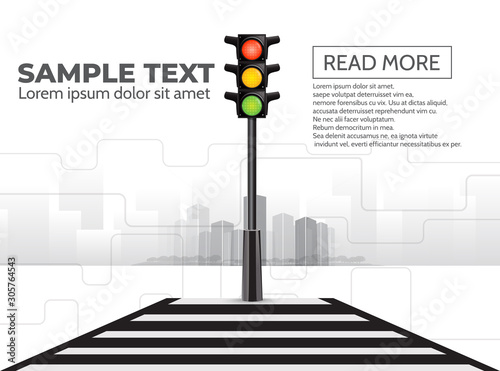 Card with traffic light, vector.