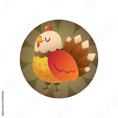 Cute cartoon colorful smiley turkey for thanksgiving