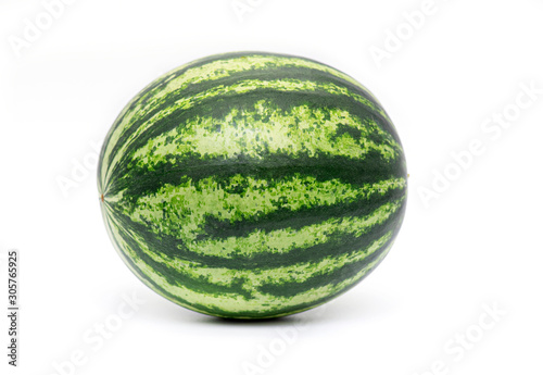 Fresh whole Watermelon isolated on white Background, full green Watermelon Berry