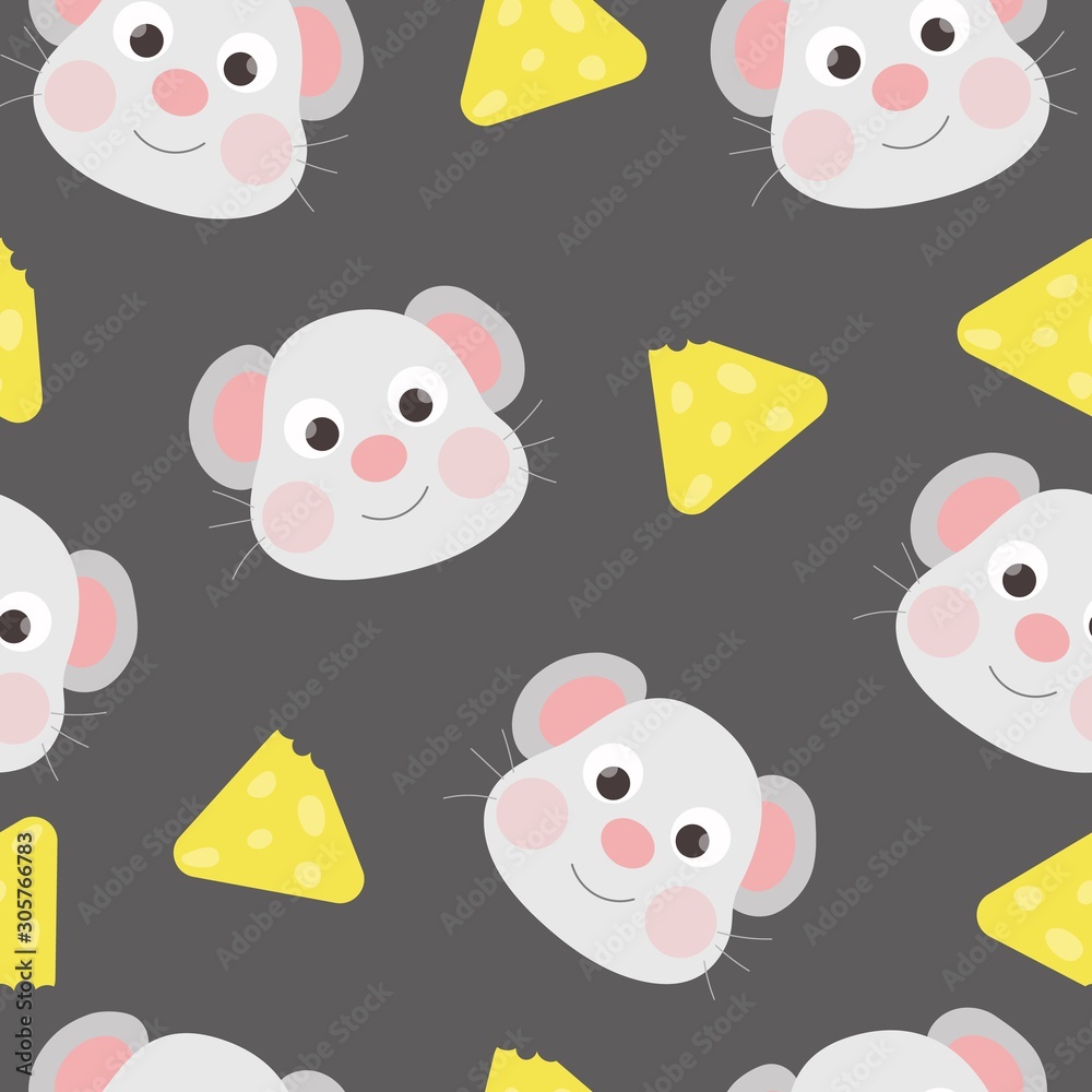 Cute seamless pattern with mouse and cheese. Cute seamless pattern with mouse and cheese.