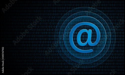 Digital at-sign with ripples ''Pulse Effect'' technology symbol