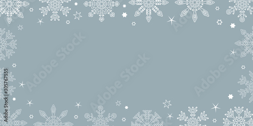 white christmas snowflake border on grey background vector illustration EPS10