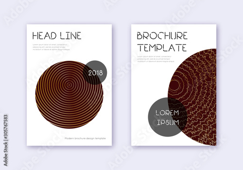 Trendy cover design template set. Gold abstract li