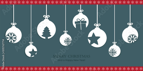 christmas bauble decoration with snowflakes stars and gift vector illustration EPS10