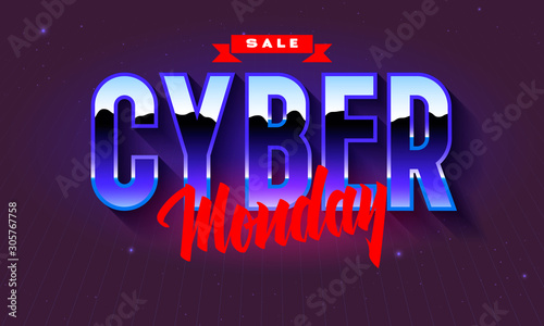 Cyber Monday Sale handmade lettering, calligraphy for banners, labels, badges, prints, posters, web. Vector illustration.