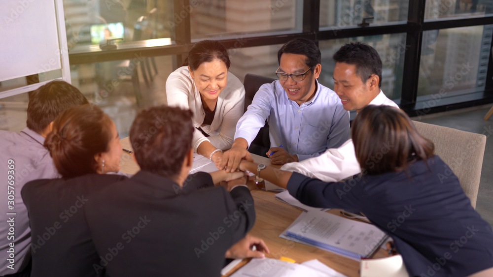 Fototapeta premium Business Team Stack Hands Support