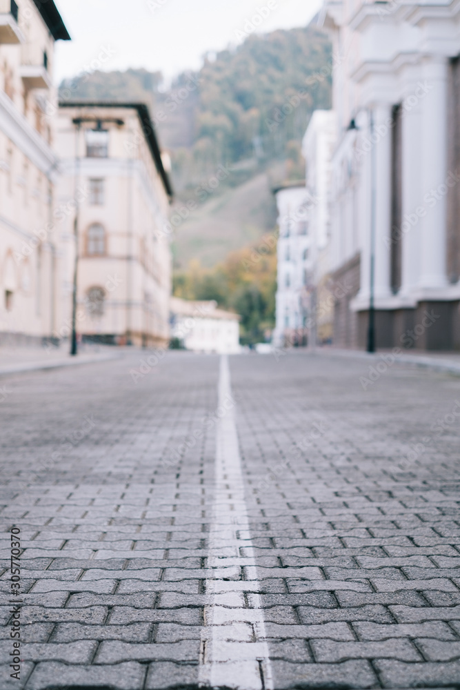 Walkway street between apartment buildings