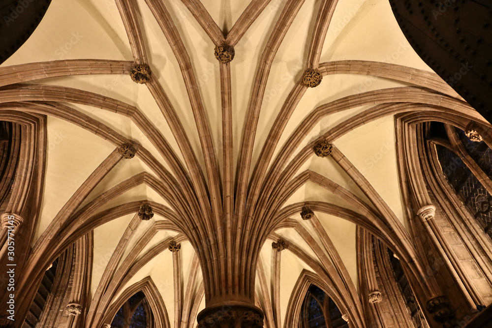 Lichfield cathedral, medieval chapter house, vault ceiling