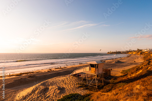 Sunset view at San Diego Beach, Pacific Beach, California photo