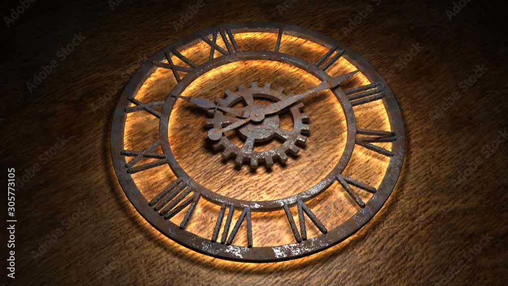Time laps of an old watch. The hands of the clock spin quickly. Indicate the time is 11:00. Clock Time 11:00.