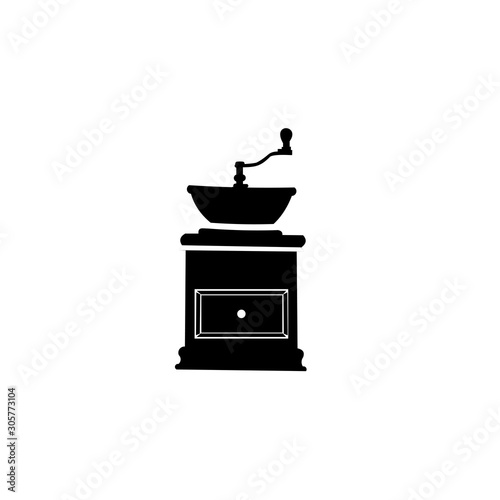 classic coffee grinder which is isolated on a white background,Retro manual coffee grinder, Cafe or restaurant menu design.