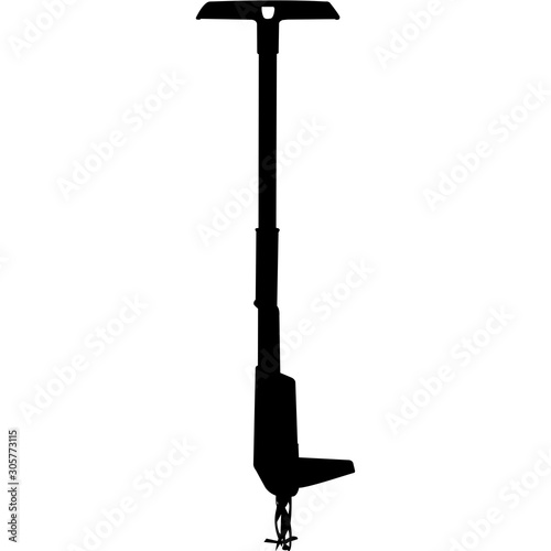Isolated Gardening Tool Weeder Silhouette Vector Illustration