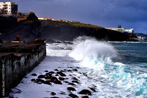 Fury of the waves in winter, Bajamar, north of Tenerife
