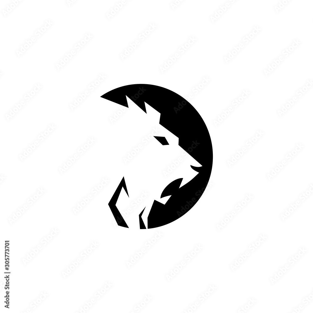 Naklejka premium illustration of the logo of the head of a black and white lion, king of lions, a wild animal, with a white background