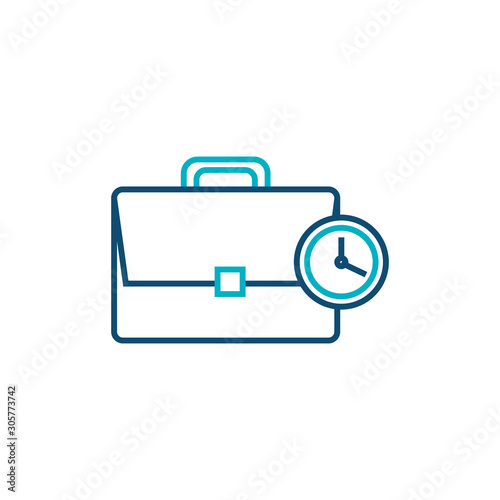 suitcase with clock line style icon