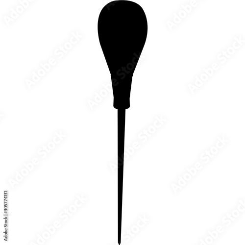 Isolated Woodworking Tool awl Silhouette Vector Illustration