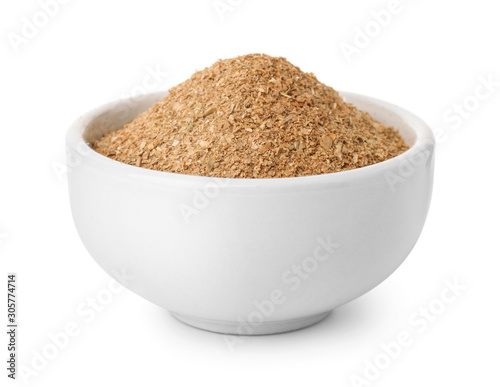 Ceramic bowl of bran flour