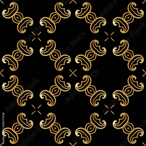 luxury gold batik pattern background , Batik Indonesian is a technique of wax-resist dyeing applied to whole cloth