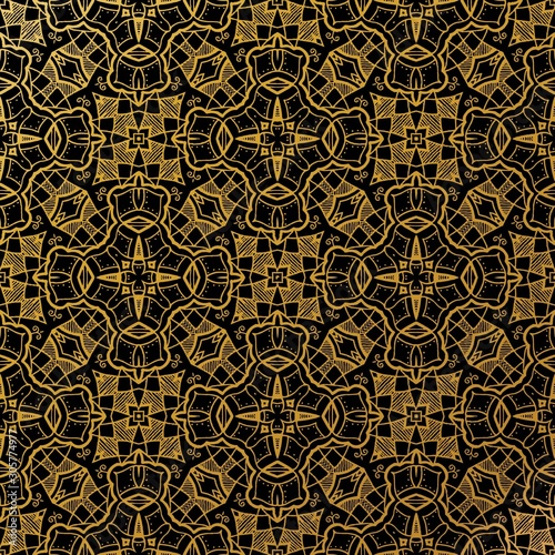 luxury gold batik pattern background , Batik Indonesian is a technique of wax-resist dyeing applied to whole cloth