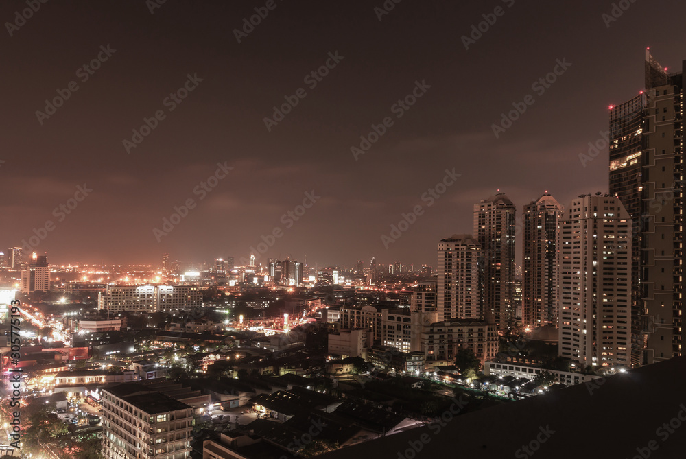 Bangkok night view with skyscraper in business district in Bangkok Thailand Bangkok night view with skyscraper in business district in Bangkok Thailand
