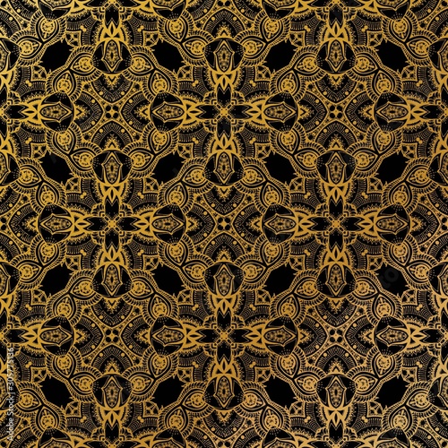 luxury gold batik pattern background , Batik Indonesian is a technique of wax-resist dyeing applied to whole cloth