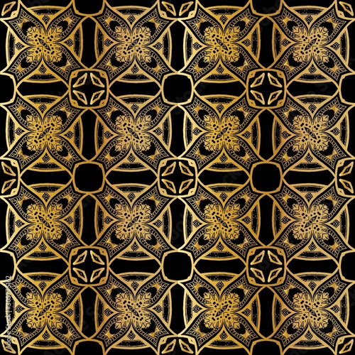 luxury gold batik pattern background , Batik Indonesian is a technique of wax-resist dyeing applied to whole cloth