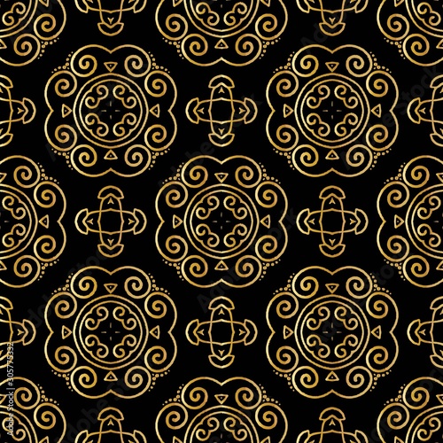 luxury gold batik pattern background , Batik Indonesian is a technique of wax-resist dyeing applied to whole cloth